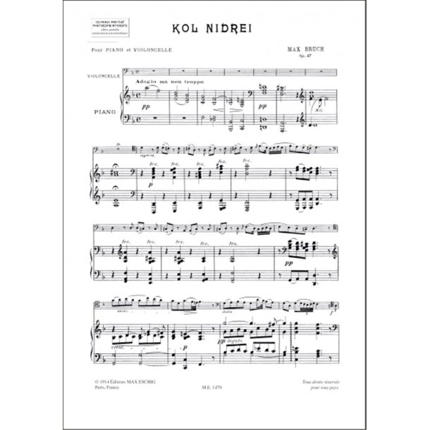 Kol Nidrei, Op. 47 : Adagio Pour Violoncelle Avec Accompagnement De Piano